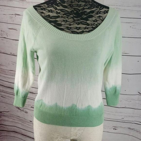 Jeanne Pierre Green Ombré Medium tie dyed‎ quarter sleeve Sweater - Picture 7 of 7